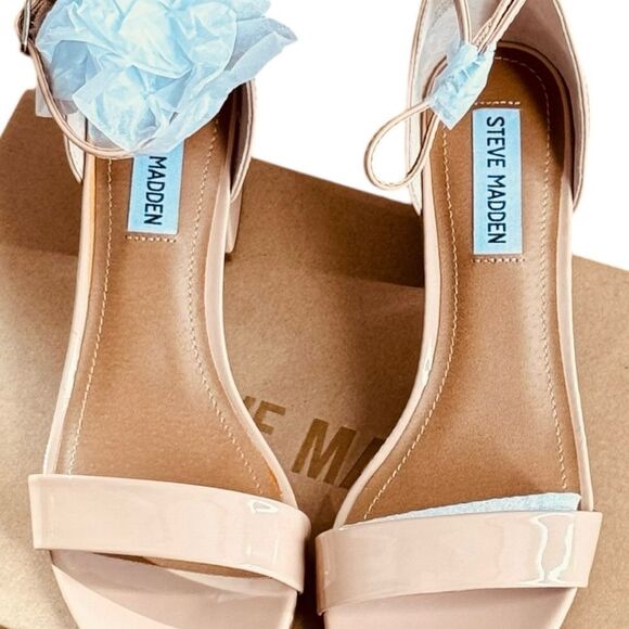 Steve Madden Irene Blush Patent Block Heel Open Toe Sandals Shoes. 8. NEW. - Picture 2 of 9